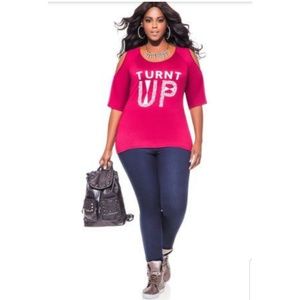 Ashley Stewart burgundy "Turnt Up" shirt  size 26